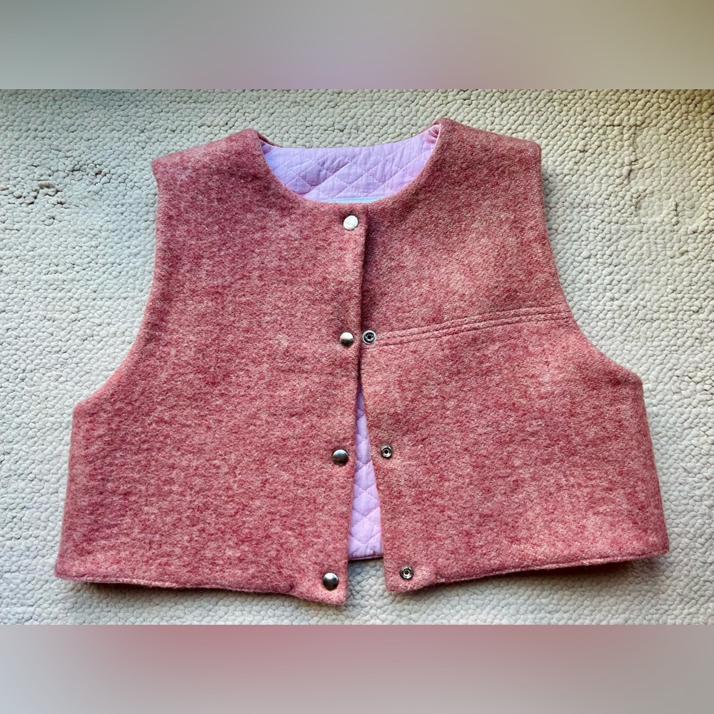 Cropped Vest made with vintage wool blanket by Merrick Maria